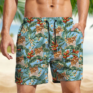Custom Cat Photo Hawaii In The Air Family Man's Beach Short HO82 894272