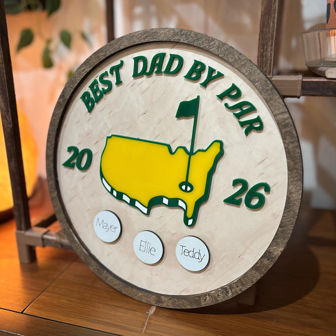 Personalized Best Dad By Par Golf Ball Plaque Father's Day Gift, Dad, Grandparent Golf Gift HA75 921344