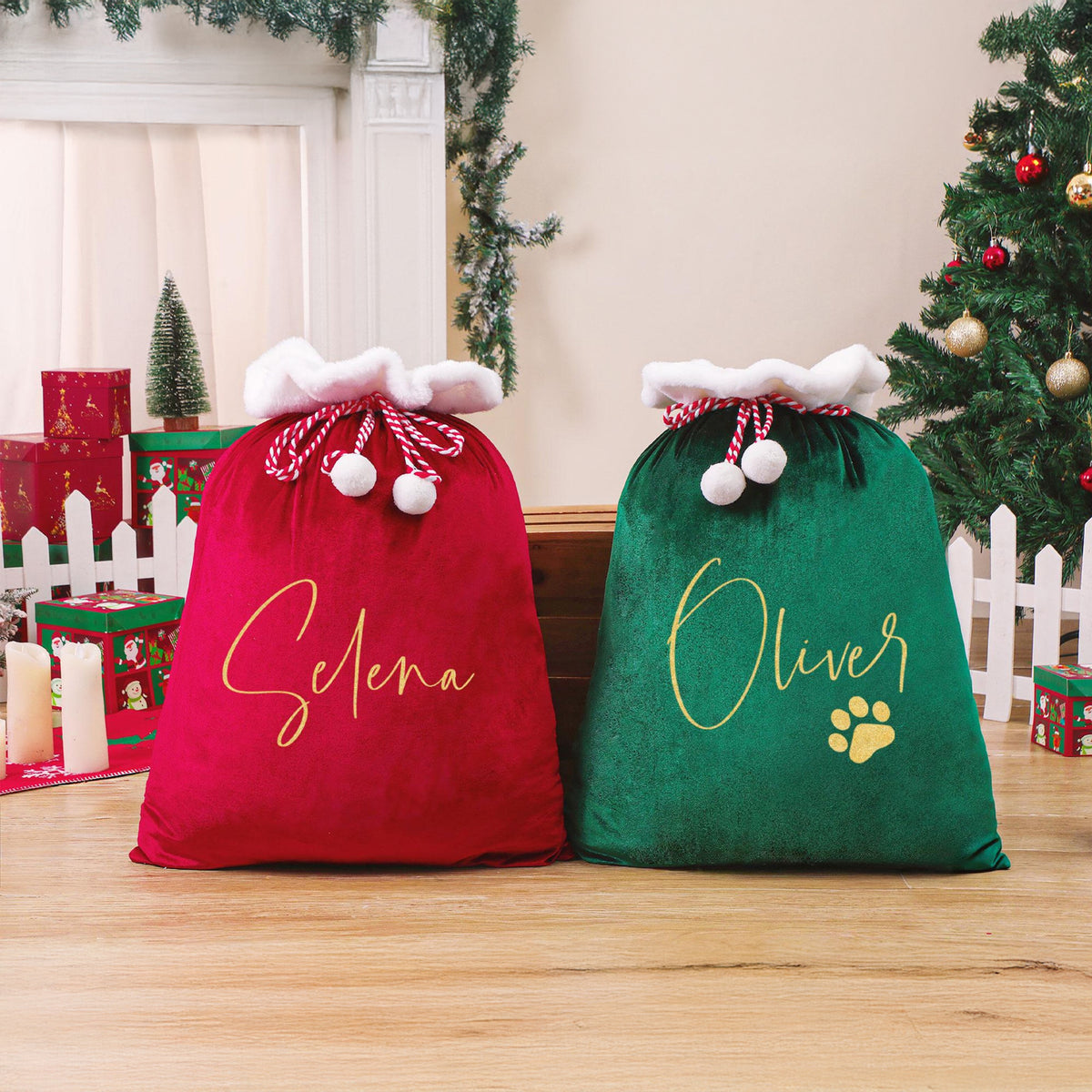 Personalized Christmas Family Santa Bag, Santa Sack with Name For Kids CH07 896472
