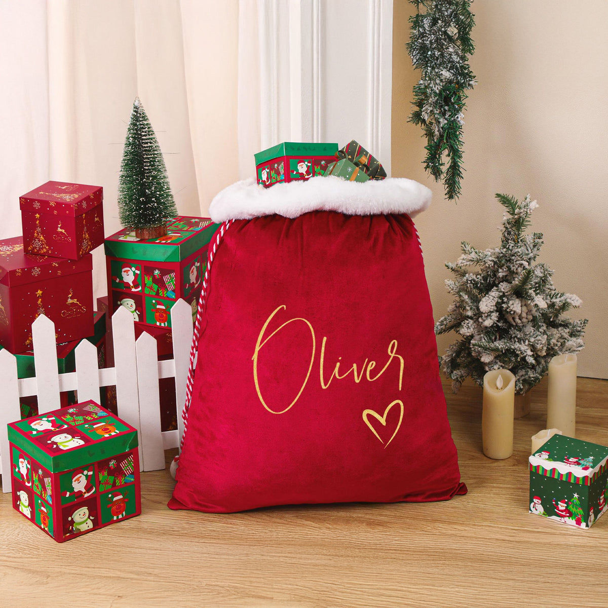 Personalized Christmas Family Santa Bag, Santa Sack with Name For Kids CH07 896472