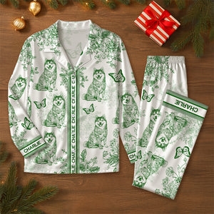 Custom Dog Breeds Chinoiserie Toile De Jouy Style Personalized Satin Pajamas TH10 894401