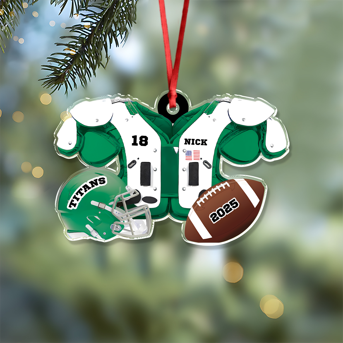 Custom Name Football American Christmas Personalized  Acrylic Ornament HA75 897664