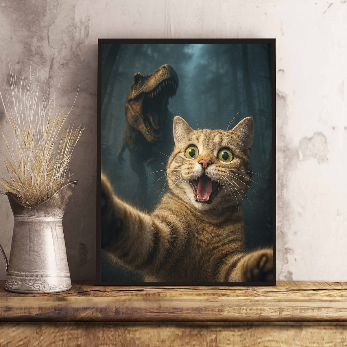 Custom Cat Photo Living That Dino Danger Life Classical Style Poster Gift For Cat Lovers HO82 894842