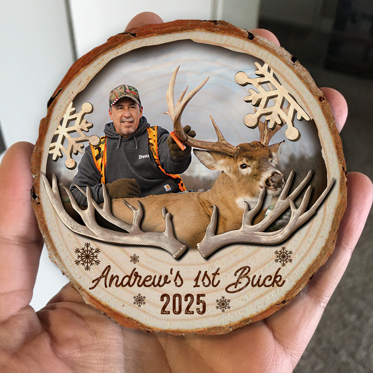 Custom Hunting Photo Wood Slice Christmas Ornament Christmas Tree Decoration TH10 896685
