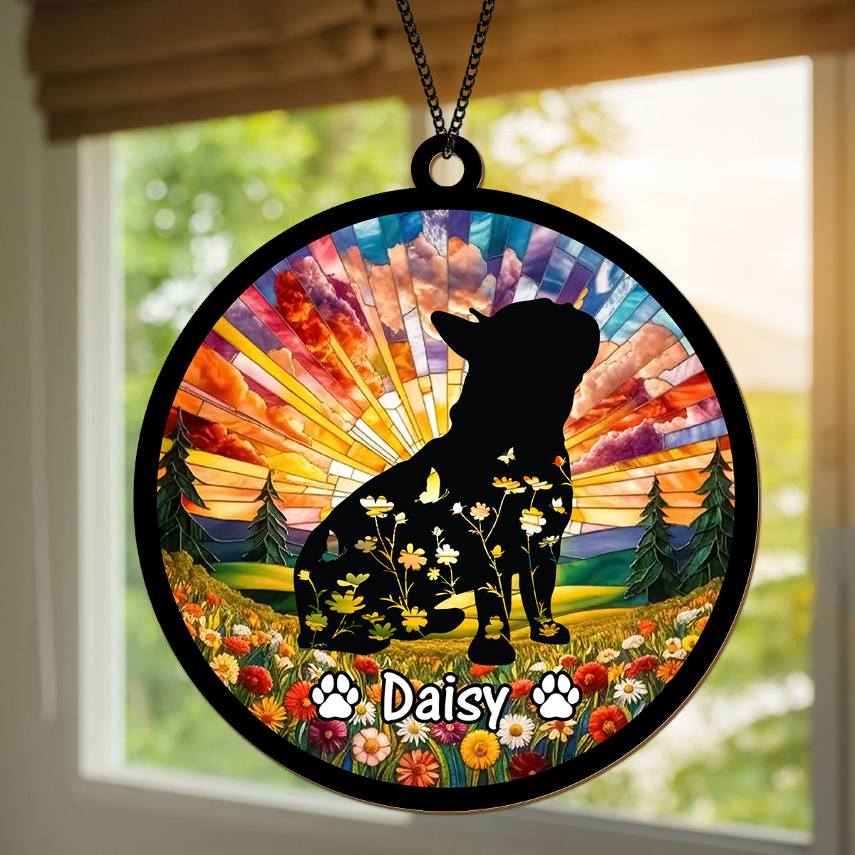 Custom Floral Dog Memorial Suncatcher For Dog Lovers TH10 894305