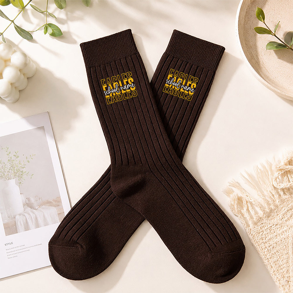 Custom School Name Embroidered Socks, Personalized School Spirit Gift for Students, Teachers & Staff LM32 669947