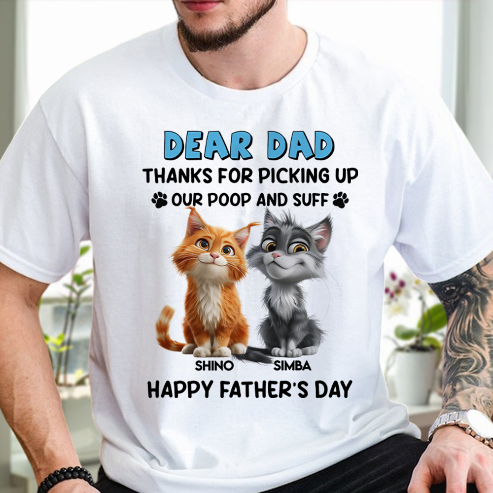 Dad, Mom Thanks For Picking Up Our Poop And Stuff Personalized Bright Shirt Cat Lover Gifts CH07 895246