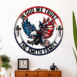 Personalized Name In God We Trust Patriotic Eagle Metal Sign LM32 897267