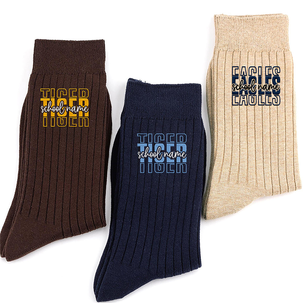 Custom School Name Embroidered Socks, Personalized School Spirit Gift for Students, Teachers & Staff LM32 669947