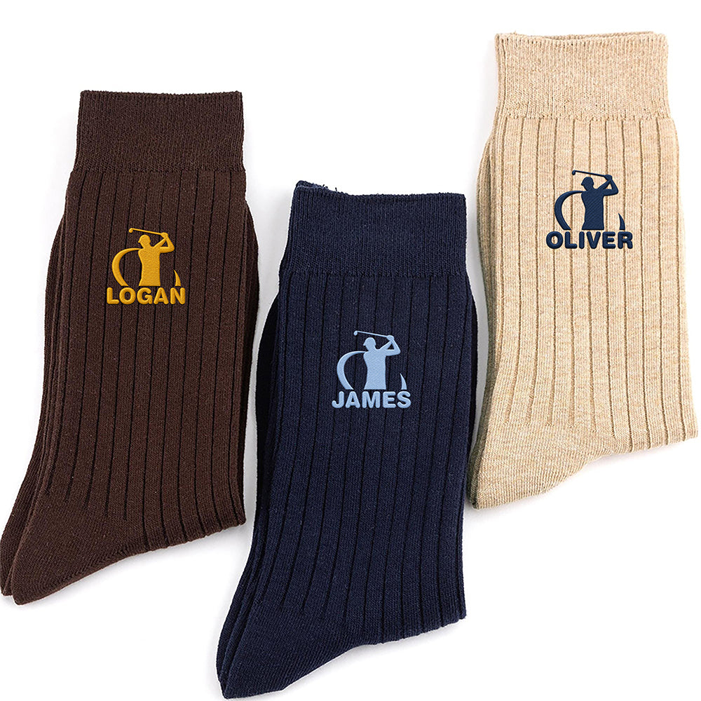 Custom Name Golf Embroidered Socks - Personalized Gift for Golfers & Golf Lovers HA75 922166