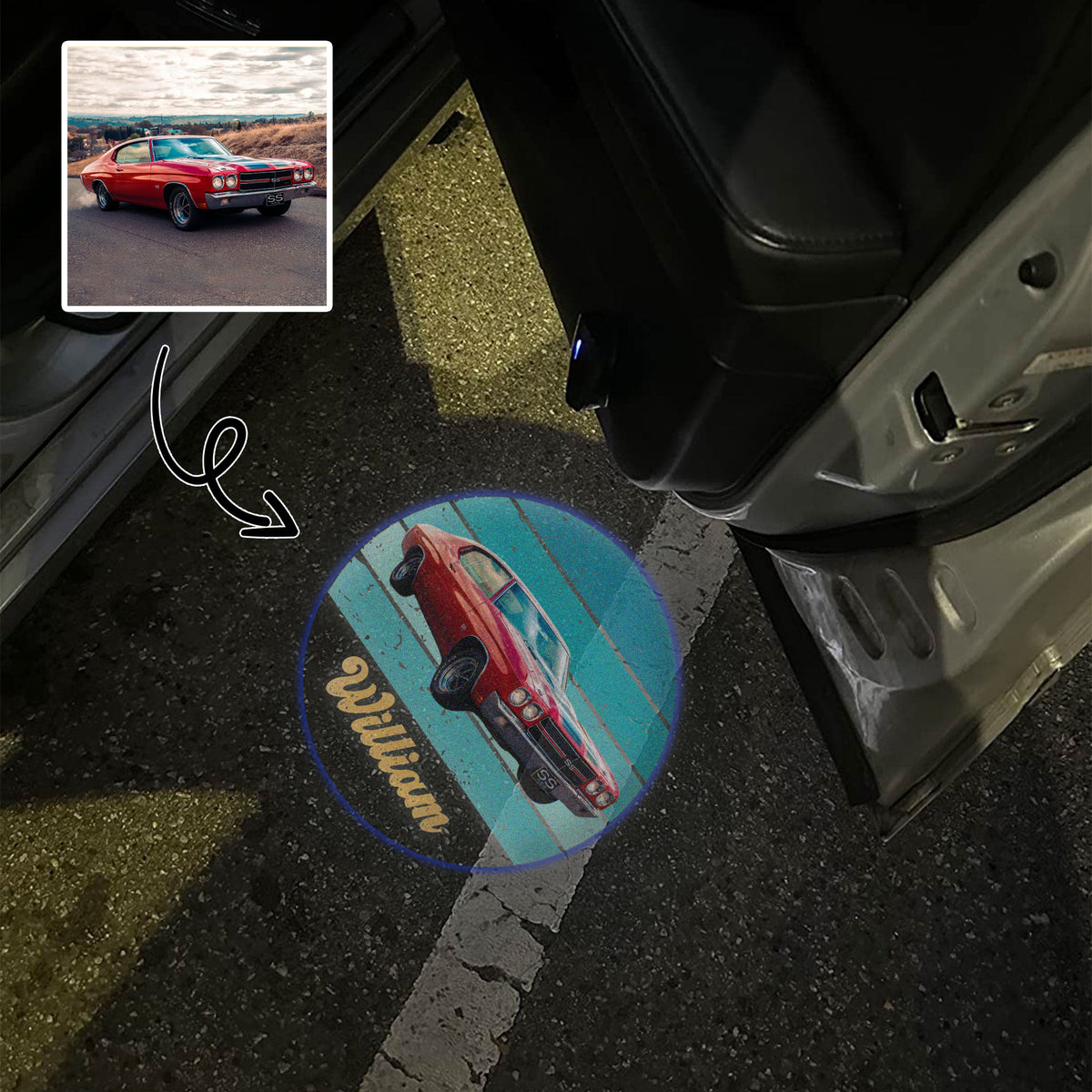 Custom Vintage Retro Car Photo Car Door Projector Light CH07 896424