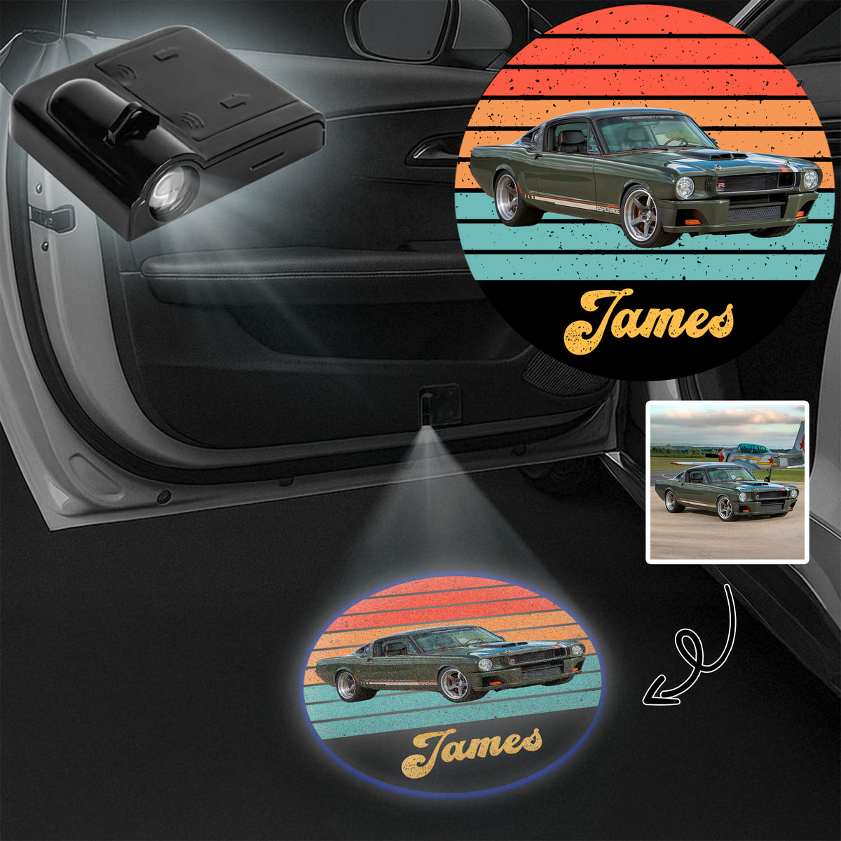 Custom Vintage Retro Car Photo Car Door Projector Light CH07 896424