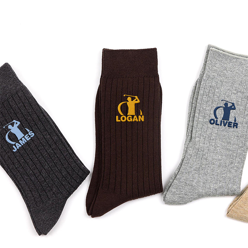 Custom Name Golf Embroidered Socks - Personalized Gift for Golfers & Golf Lovers HA75 922166