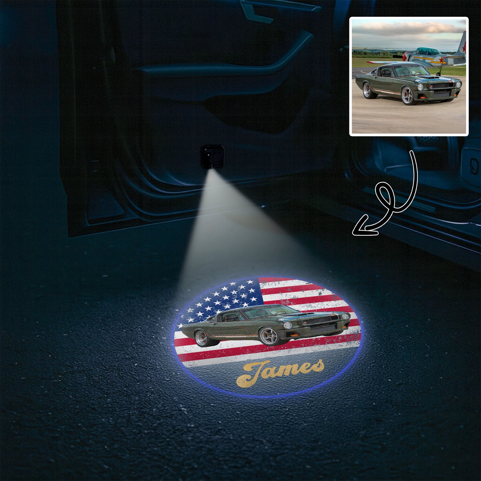 Custom Vintage Retro Car Photo Car Door Projector Light CH07 896424