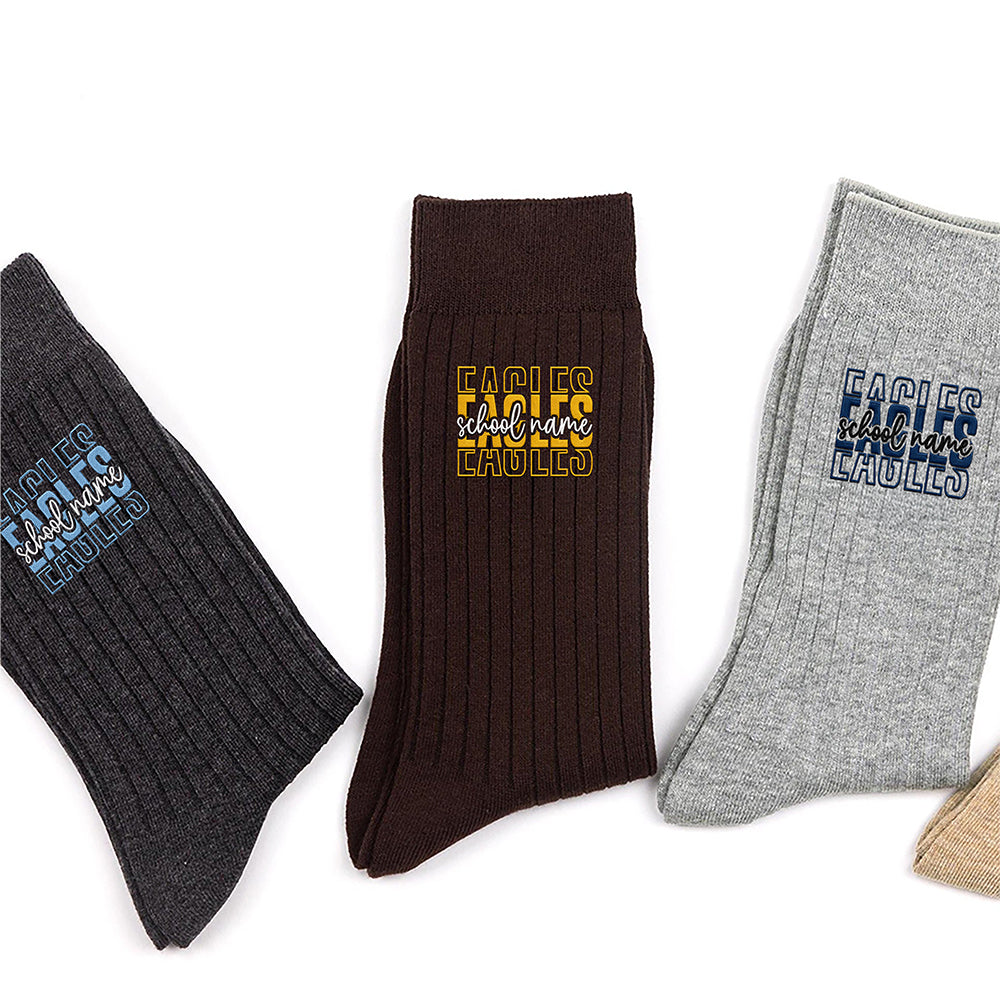 Custom School Name Embroidered Socks, Personalized School Spirit Gift for Students, Teachers & Staff LM32 669947