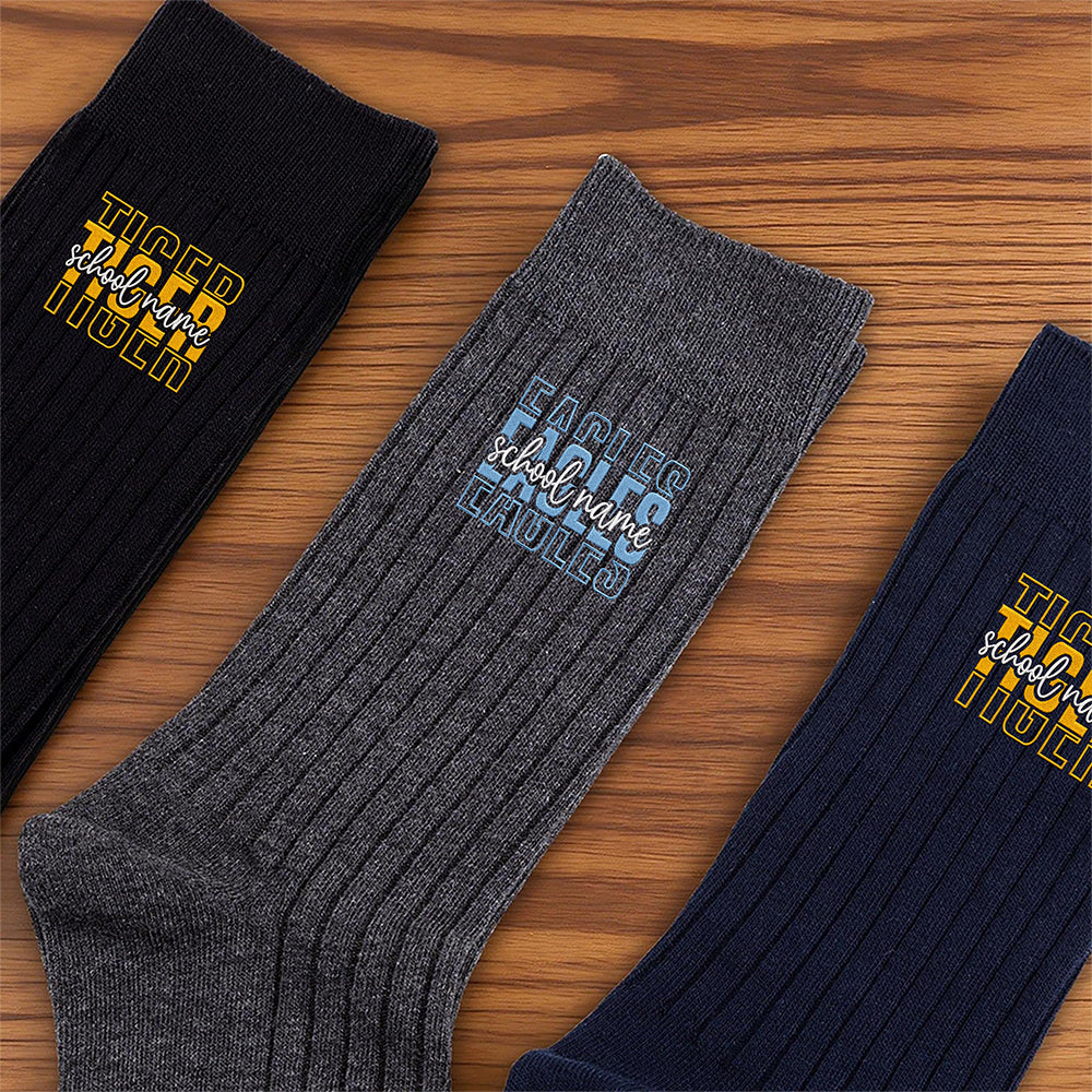 Custom School Name Embroidered Socks, Personalized School Spirit Gift for Students, Teachers & Staff LM32 669947