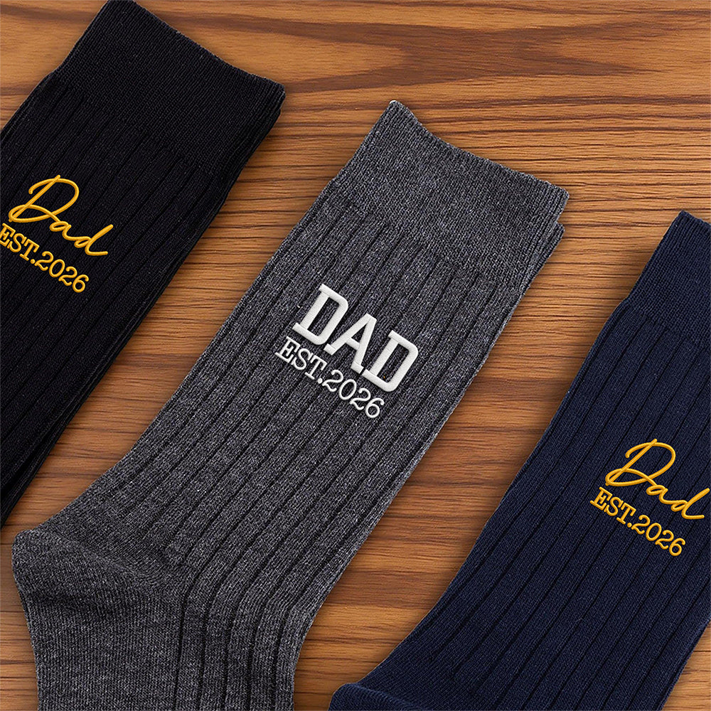 Personalized Dad Embroidered Socks, Special Keepsake For New Dad CH07 180398