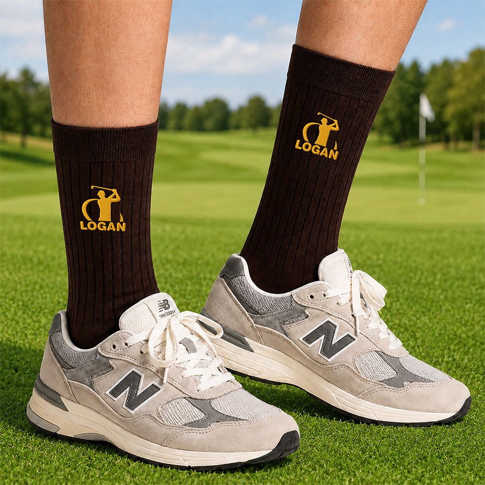 Custom Name Golf Embroidered Socks - Personalized Gift for Golfers & Golf Lovers HA75 922166