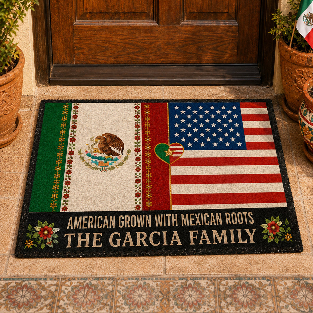 Personalized Mexico USA Two Cultures One Family Doormat K228 922178