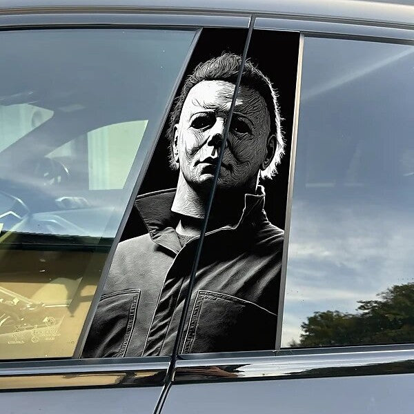 Horror Slasher Car Window Decal, Scary Halloween B Pillar Sticker LM32 670051