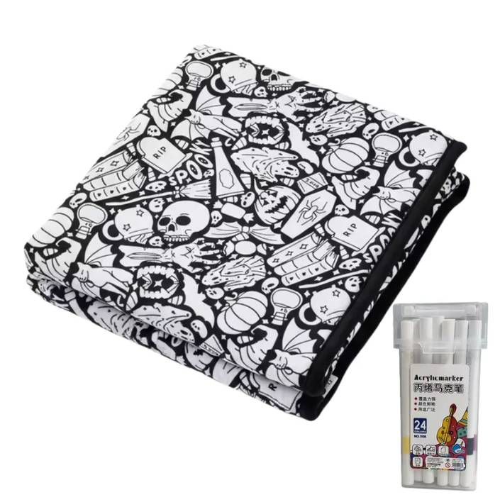 Personalized Boo Skull Pumpkin Coloring Blanket - Halloween Gift For Family HO82 903568