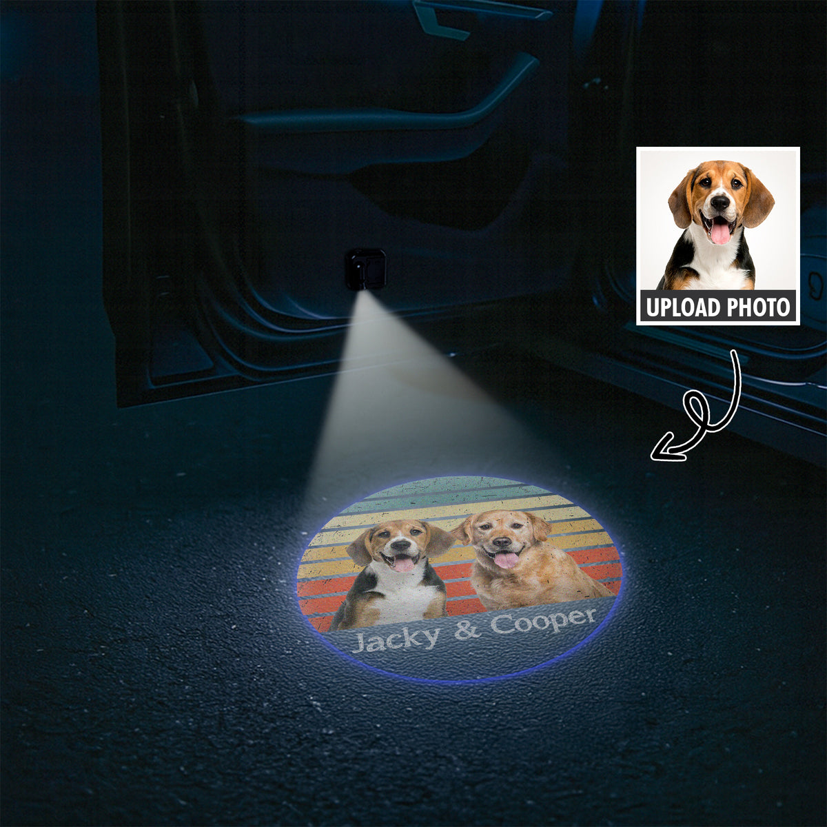 Custom Dog Photo With Vintage Retro Style Car Door Projector Light HO82 894360