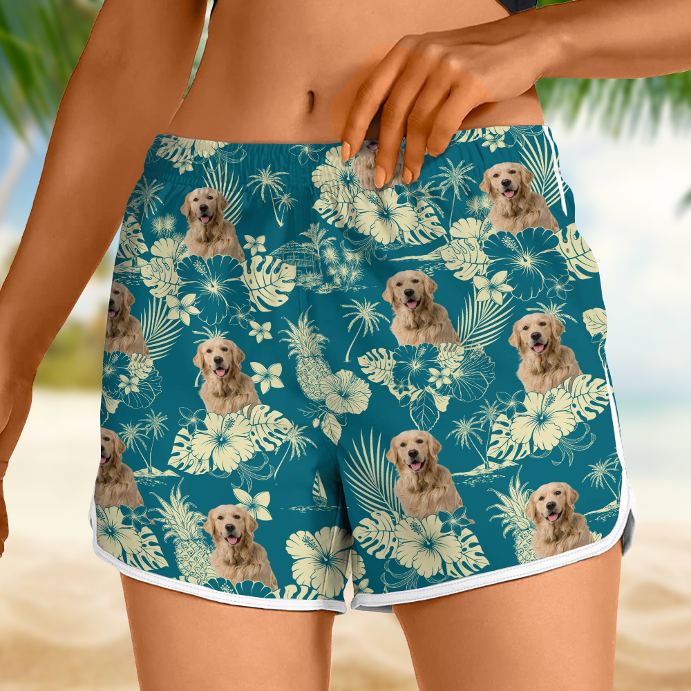 Custom Photo Aloha Hawaiian Dog Women's Beach Short For Summer LM32 893515