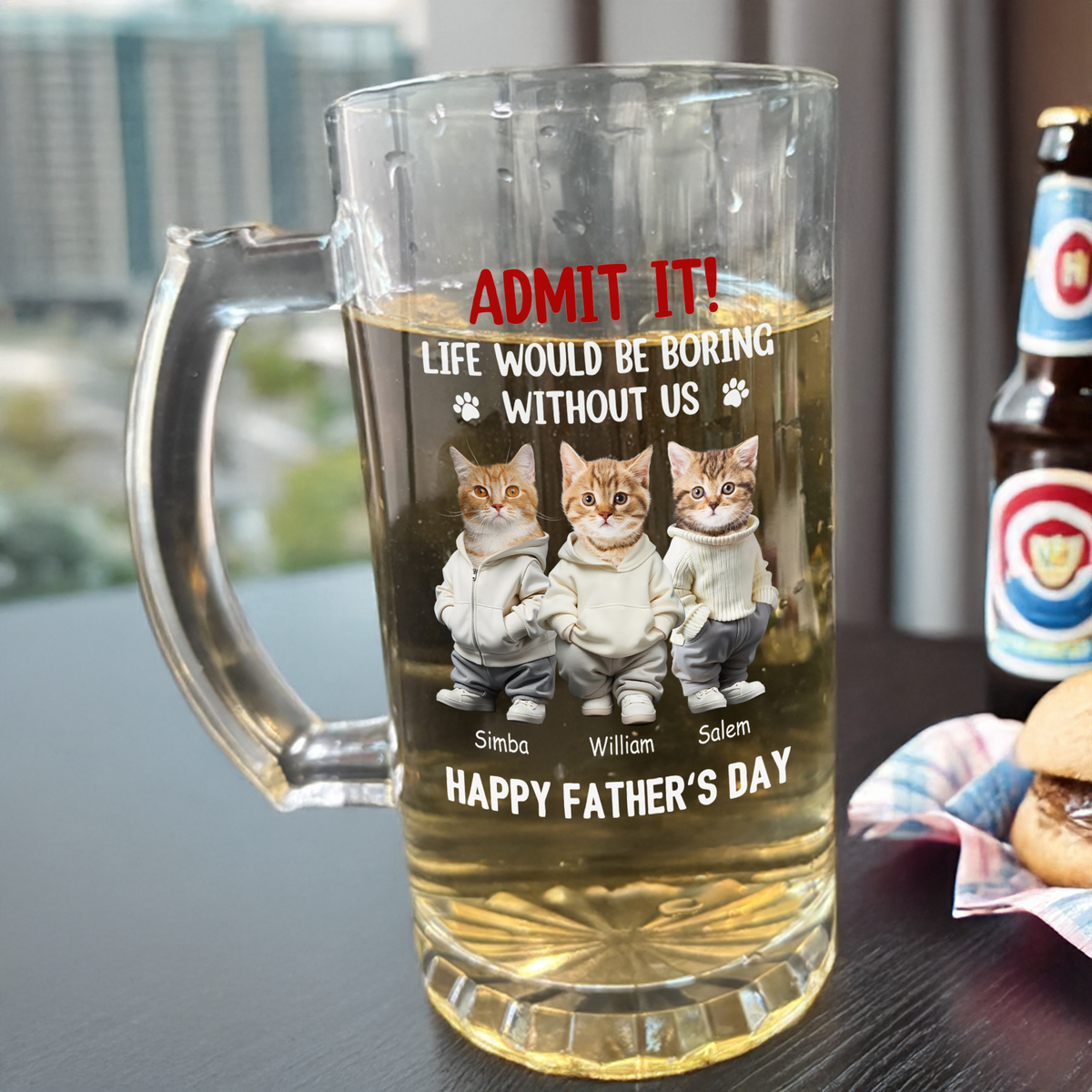 Custom Cute Pet Face Admit It Life Would Be Boring Without Me Glass Beer Mug LM32 893345