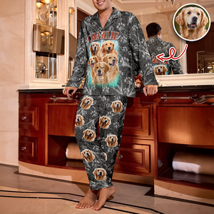 Custom Vintage Bootleg Pet Pajama Set – Personalized Pet Photo Dog Pajamas, Custom Dog Portrait Sleepwear, 90s Retro Lounge Set LM32 897369