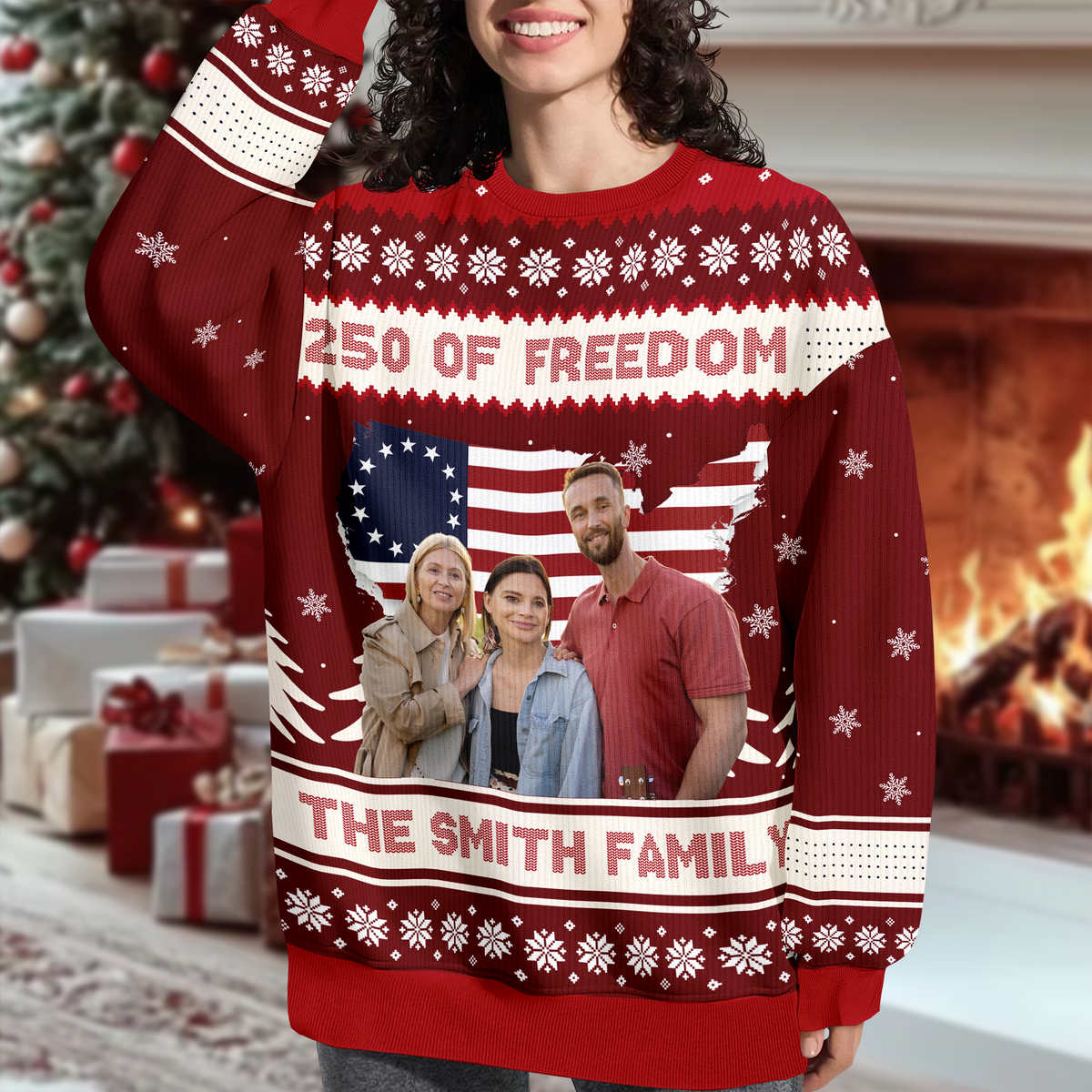 Custom Family Photo 250 Years Of Freedom America Ugly Sweater LM32 897139