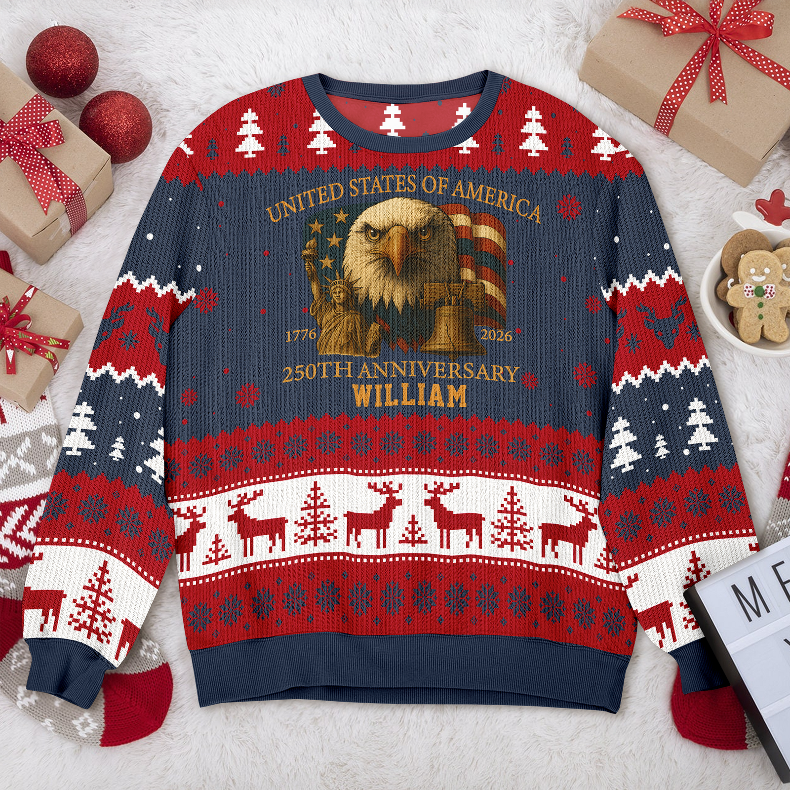 Custom Name USA 250th Anniversary Ugly Sweater TH10 896337