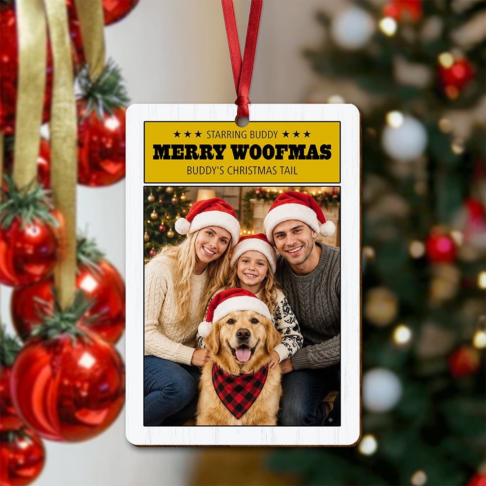 Custom Photo Merry Woofmas Wood Ornament - Gift For Dog Lovers HO82 903362