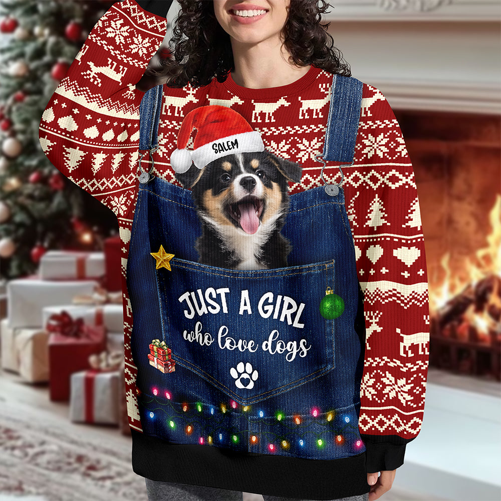 Custom Photo Just A Girl Who Love Dogs Cats Ugly Sweater CH07 899358