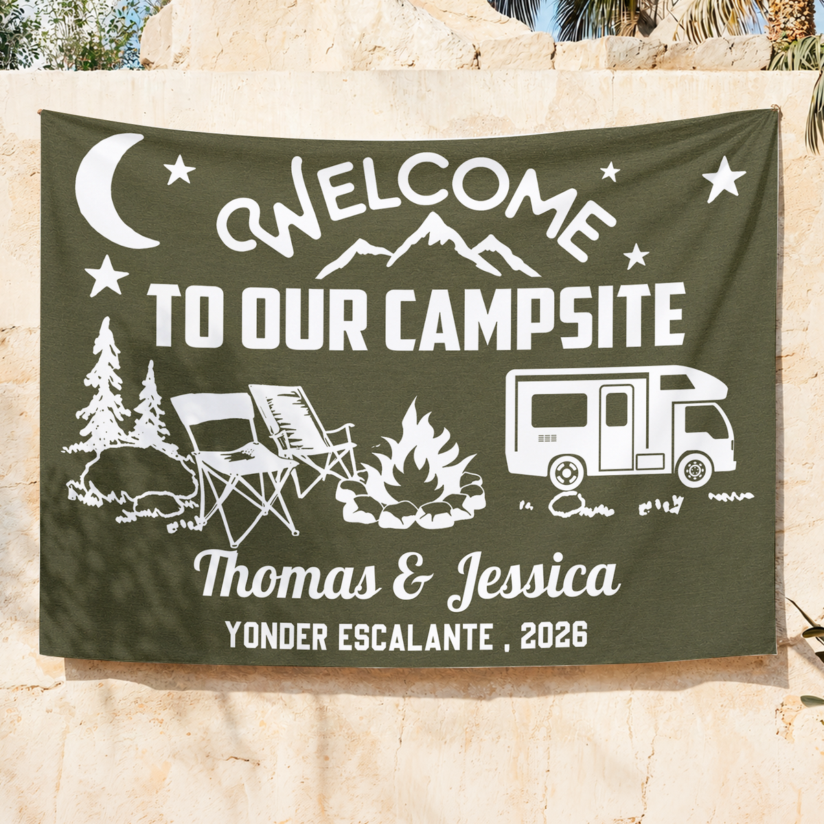 Personalized Welcome To Our Campsite Camping Tapestry, Gift For Camping Lovers HO82 903076