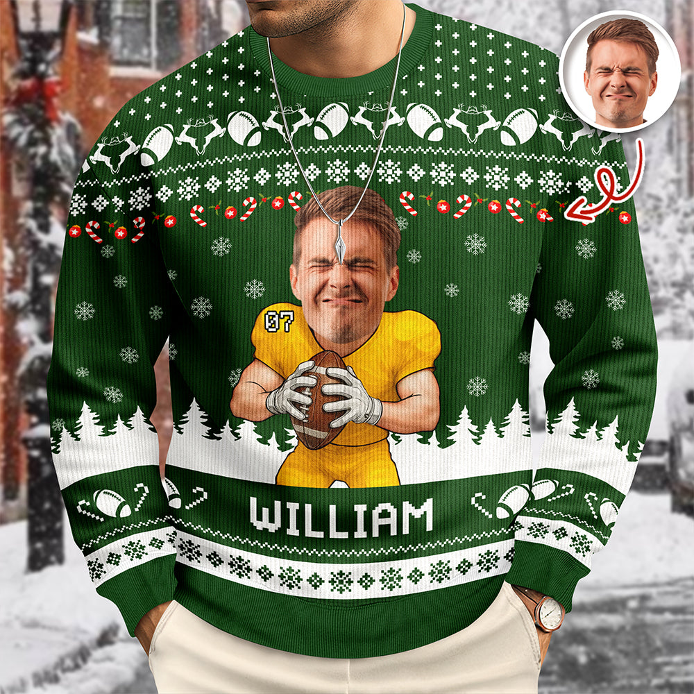 Custom Photo American Football Player Ugly Sweater Christmas Gift For Football Lovers CH07 899672
