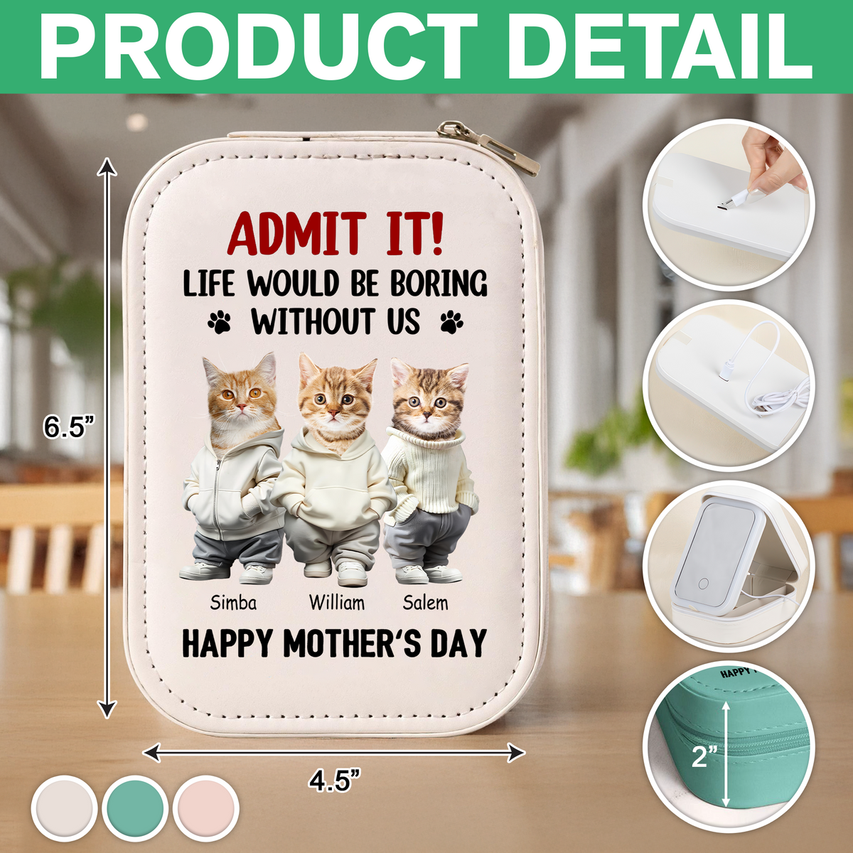 Custom Cute Pet Face Admit It Life Would Be Boring Without Me Makeup Box With LED LM32 893321