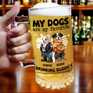 My Dog Is My Favorite Drinking Buddy - Personalized Glass Beer Mug CH07 895568
