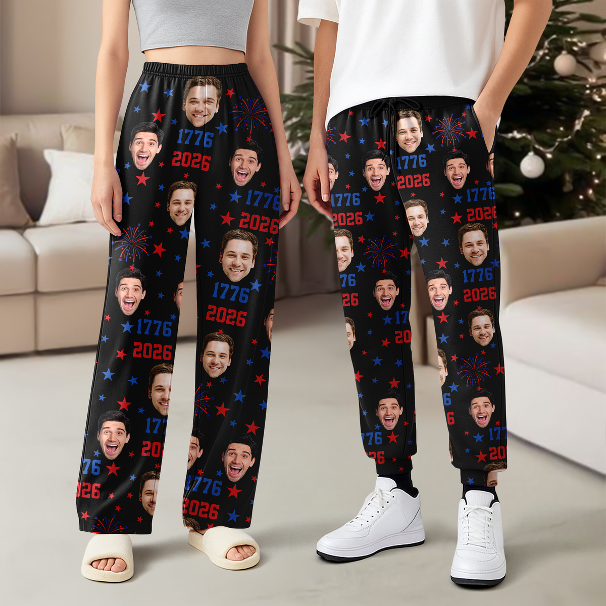 Custom Face Firework USA Red White Blue Matching Sweatpants LM32 895853