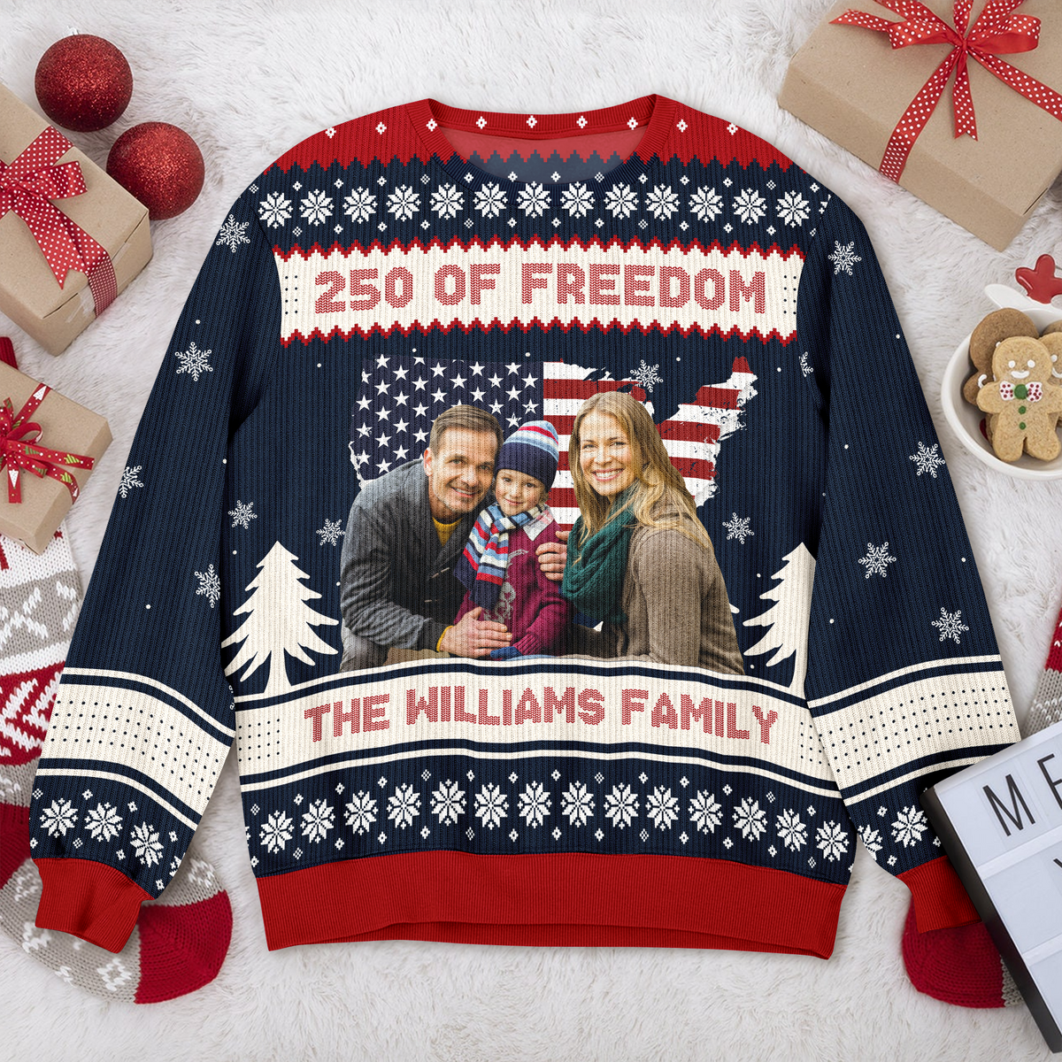 Custom Family Photo 250 Years Of Freedom America Ugly Sweater LM32 897139