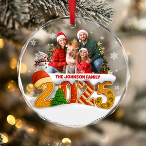 Custom Family Christmas Cake Crew Photo - Personalized Glass Ornament CH07 899974
