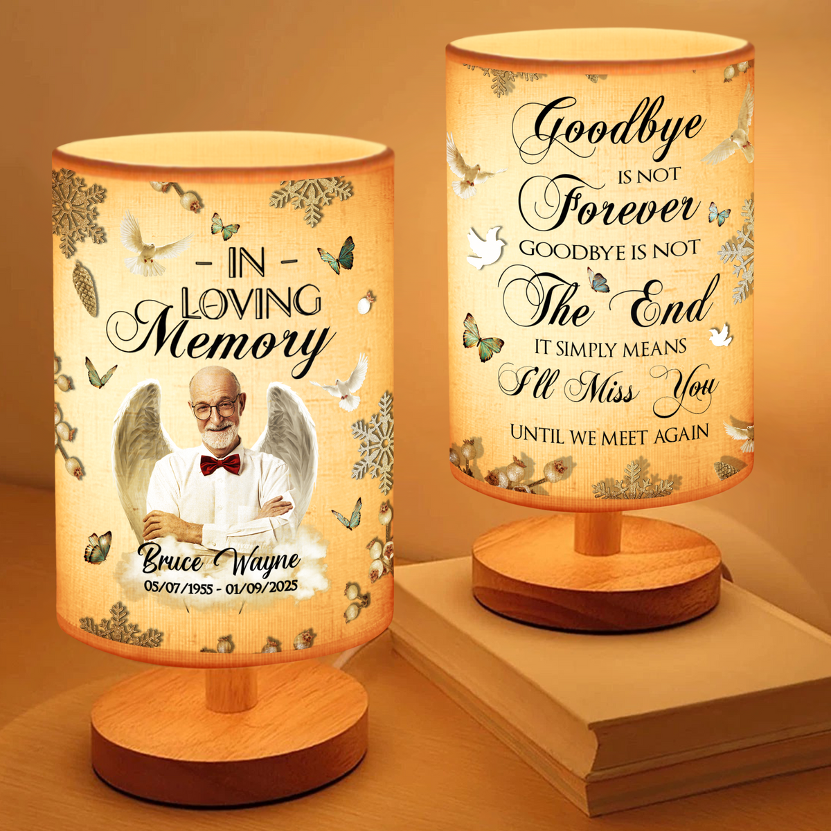 Custom Photo Forever In Our Hearts Memorial Fabric Lamp TH10 892855