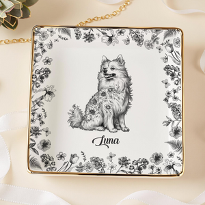 Custom Dog Breeds Chinoiserie Toile De Jouy Style - Personalized Jewelry Dish HA75 892704