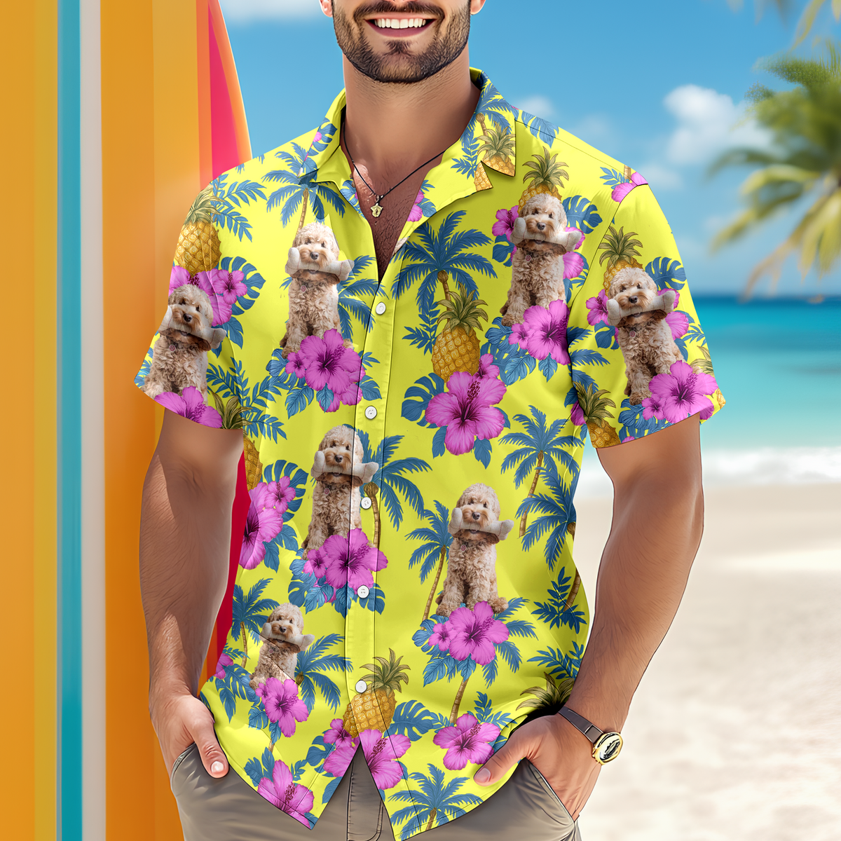 Custom Dog Photo Tropical Pattern Hawaii Shirt Gift For Dog Lovers HO82 893744
