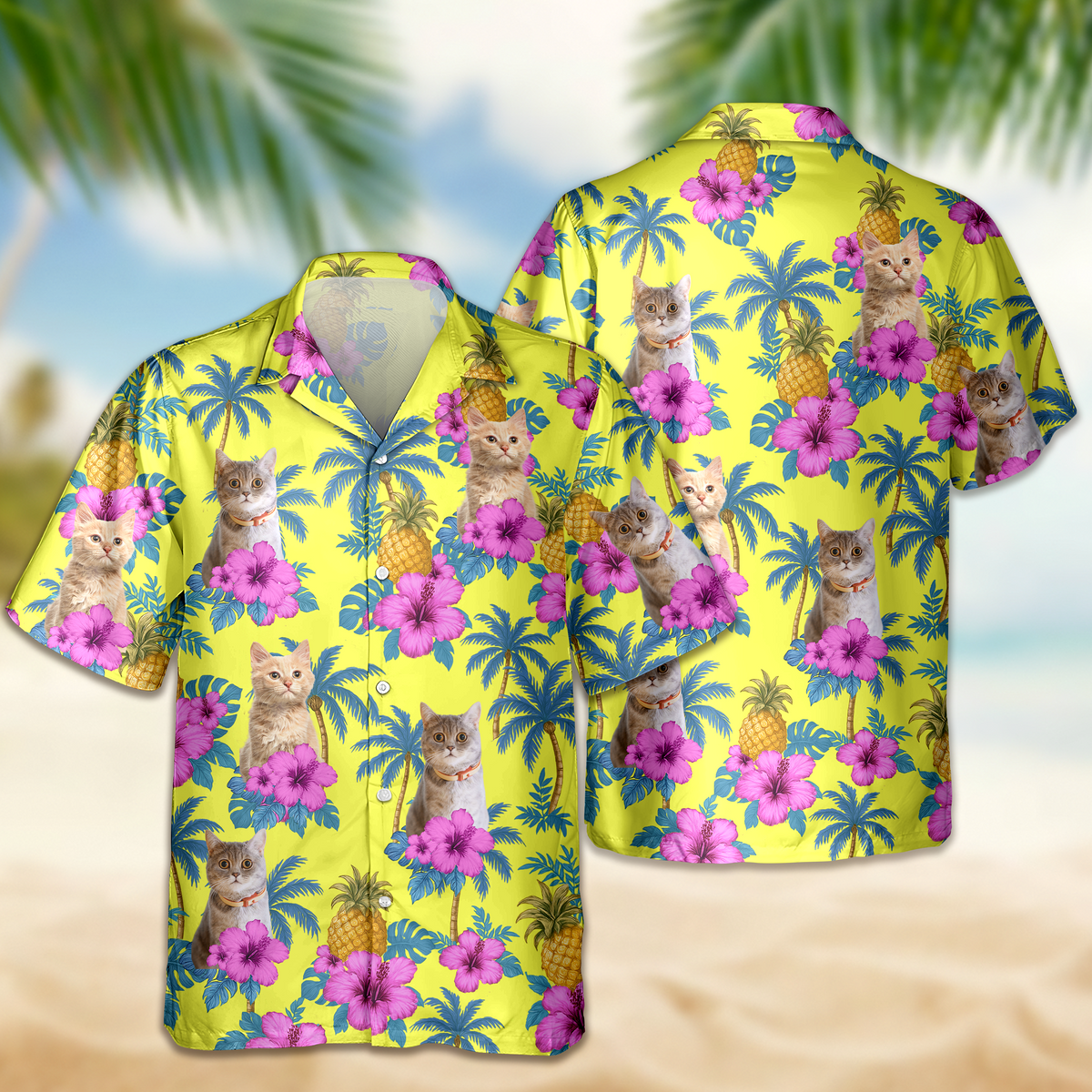 Custom Cat Photo Tropical Pattern Hawaii Shirt Gift For Cat Lovers HO82 893742