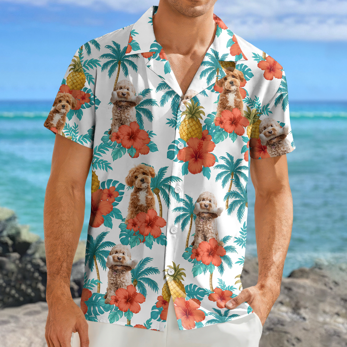 Custom Dog Photo Tropical Pattern Hawaii Shirt Gift For Dog Lovers HO82 893744