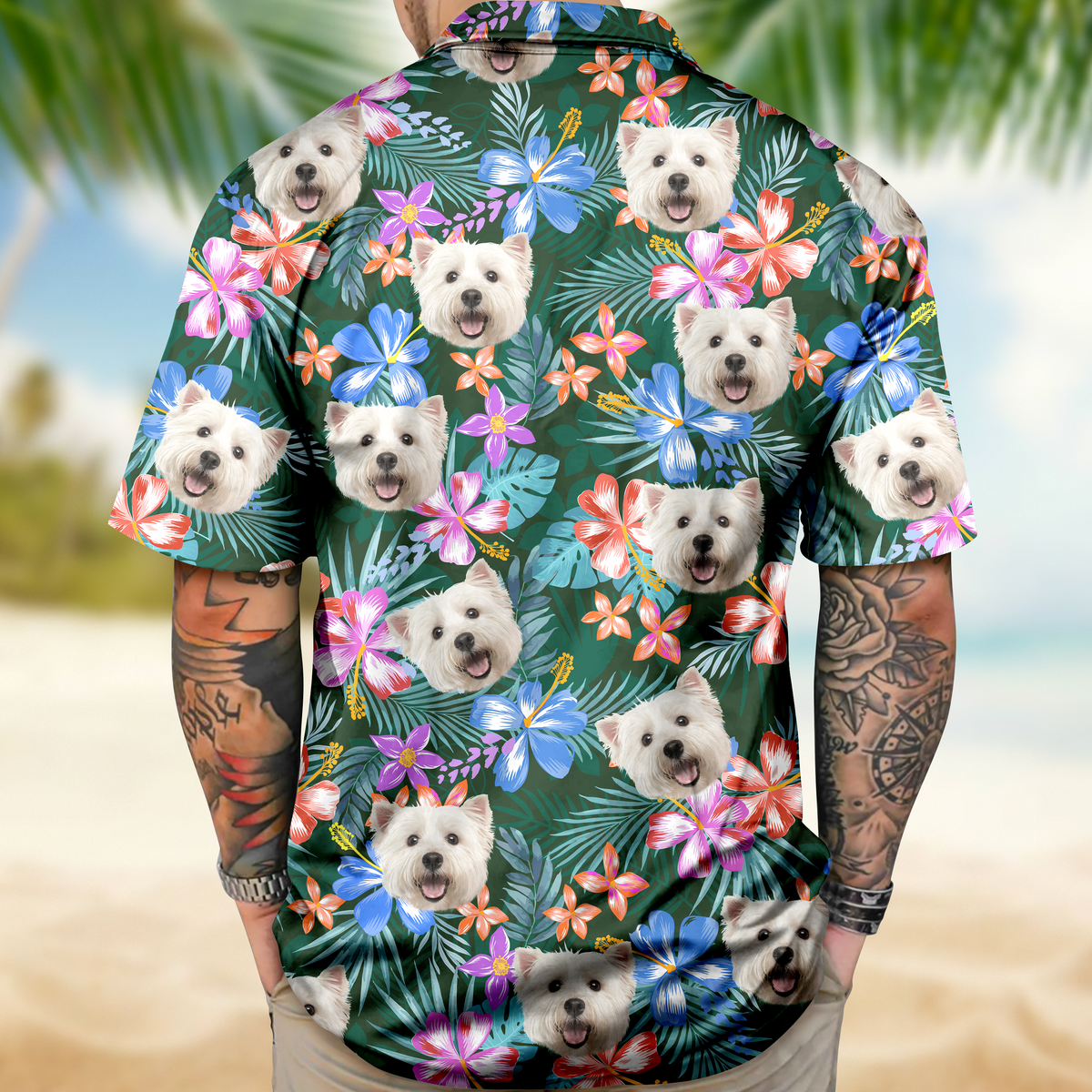 Custom Photo Funny Dog Family Tropical Hawaii Shirt HA75 892286