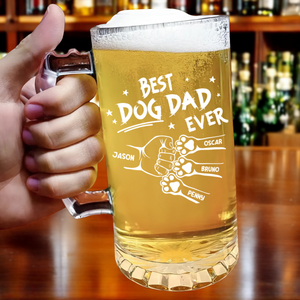 Best Dog Dad Cat Dad Ever Personalized Print Glass Beer Mug Father's Day Gift CH07 895556