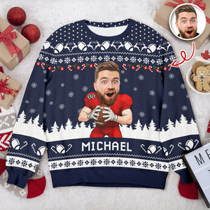 Custom Photo American Football Player Ugly Sweater Christmas Gift For Football Lovers CH07 899672