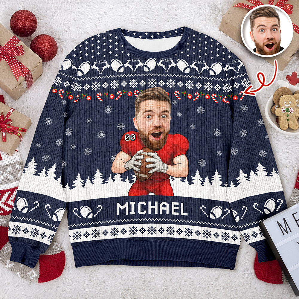 Custom Photo American Football Player Ugly Sweater Christmas Gift For Football Lovers CH07 899672