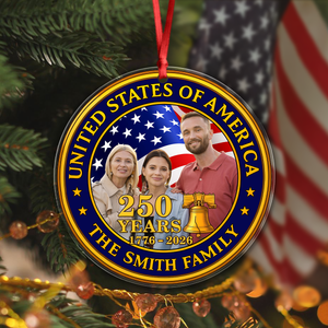 Custom Family Photo USA 250th Anniversary Acrylic Ornament CH07 899602